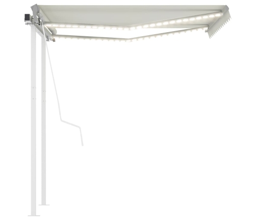 Toldo automático con LED y sensor de viento crema 3x2,5 m