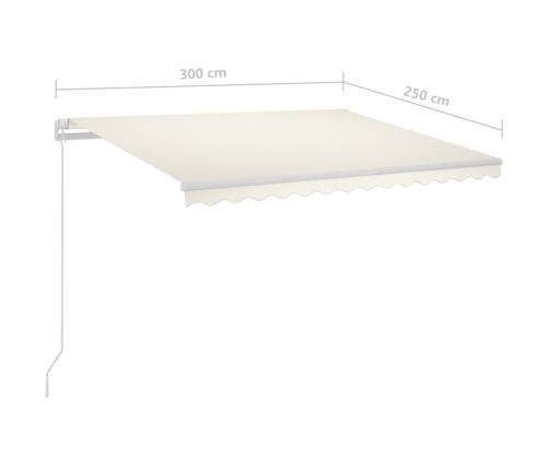 Toldo automático con LED y sensor de viento crema 3x2,5 m