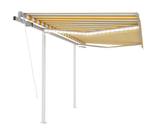 Toldo automático LED sensor de viento amarillo y blanco 3x2,5 m