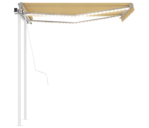 Toldo automático LED sensor de viento amarillo y blanco 3x2,5 m