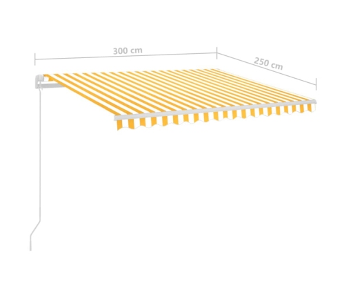 Toldo automático LED sensor de viento amarillo y blanco 3x2,5 m