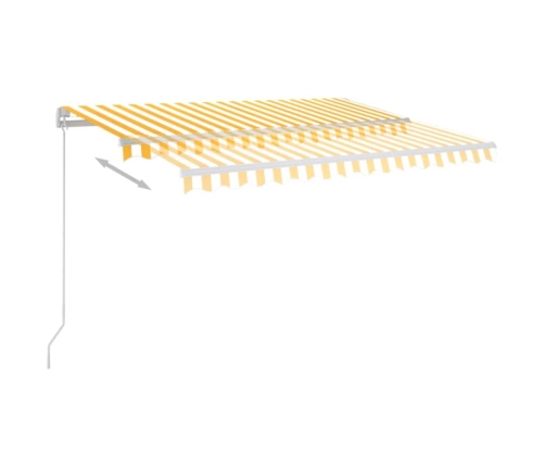 Toldo automático LED sensor de viento amarillo y blanco 3x2,5 m