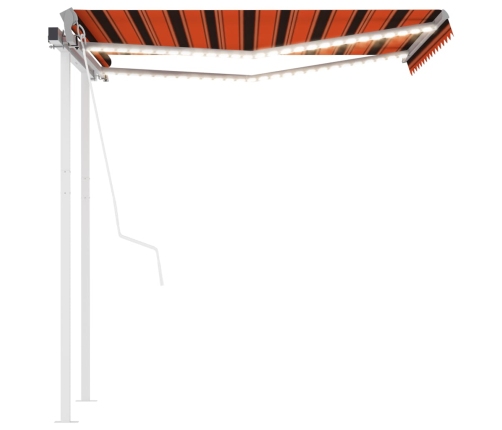 Toldo automático LED y sensor de viento naranja marrón 3x2,5 m