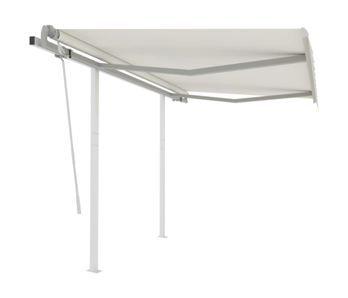 Toldo retráctil manual con postes crema 3,5x2,5 m