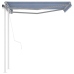 Toldo retráctil automático con postes azul y blanco 3,5x2,5 m