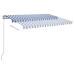 Toldo retráctil automático con postes azul y blanco 3,5x2,5 m