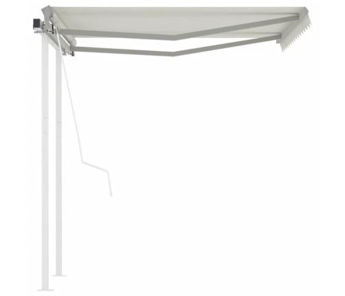 Toldo retráctil automático con postes crema 3,5x2,5 m
