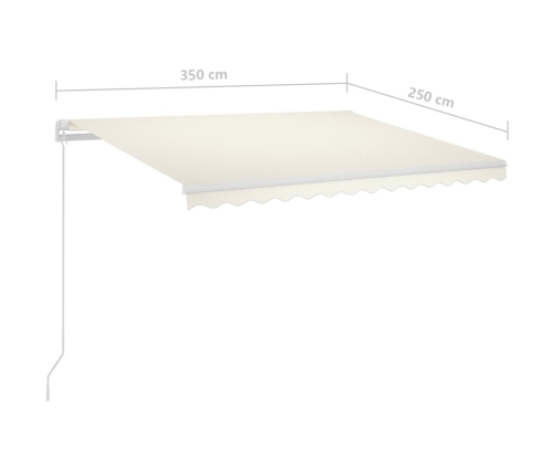 Toldo retráctil automático con postes crema 3,5x2,5 m