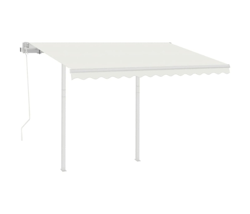 Toldo retráctil automático con postes crema 3,5x2,5 m