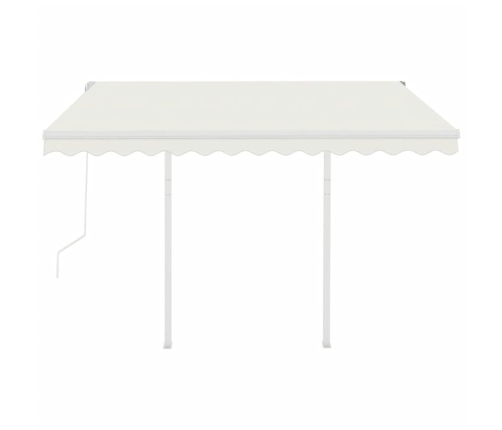 Toldo retráctil automático con postes crema 3,5x2,5 m