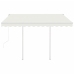 Toldo retráctil automático con postes crema 3,5x2,5 m