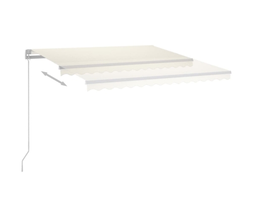 Toldo retráctil automático con postes crema 3,5x2,5 m