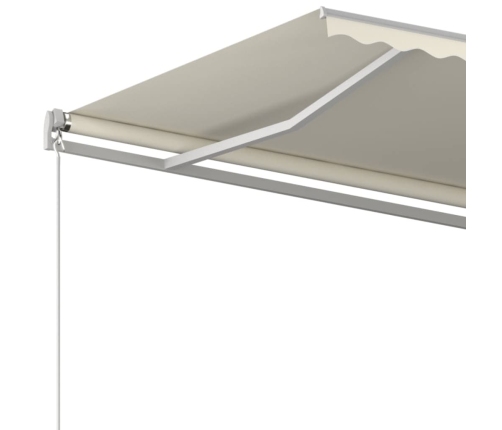 Toldo retráctil automático con postes crema 3,5x2,5 m
