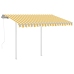 Toldo retráctil automático con postes amarillo blanco 3,5x2,5 m