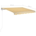 Toldo retráctil automático con postes amarillo blanco 3,5x2,5 m