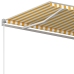 Toldo retráctil automático con postes amarillo blanco 3,5x2,5 m