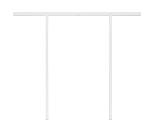 Toldo retráctil automático con postes amarillo blanco 3,5x2,5 m