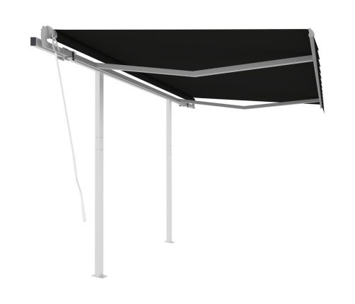 Toldo retráctil automático con postes gris antracita 3,5x2,5 m