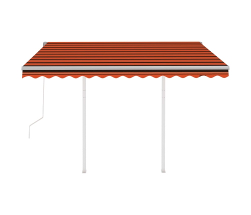 Toldo retráctil automático con postes naranja y marrón 3,5x2,5m