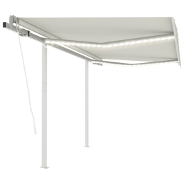 Toldo automático LED sensor de viento crema 3,5x2,5 m