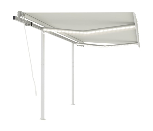 Toldo automático LED sensor de viento crema 3,5x2,5 m