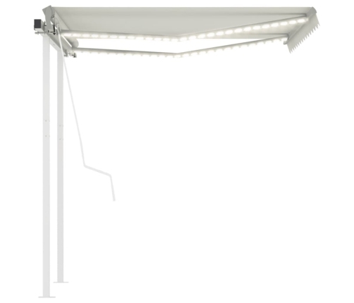 Toldo automático LED sensor de viento crema 3,5x2,5 m