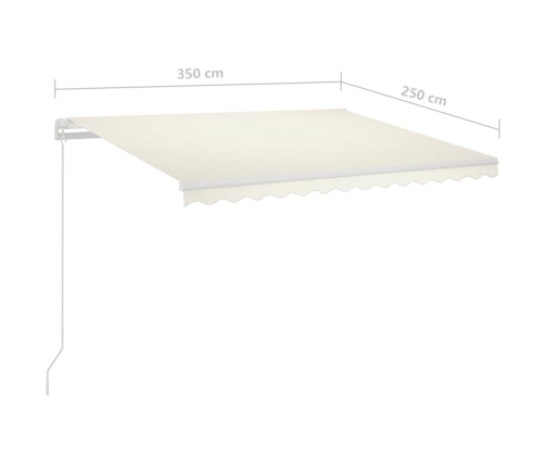 Toldo automático LED sensor de viento crema 3,5x2,5 m