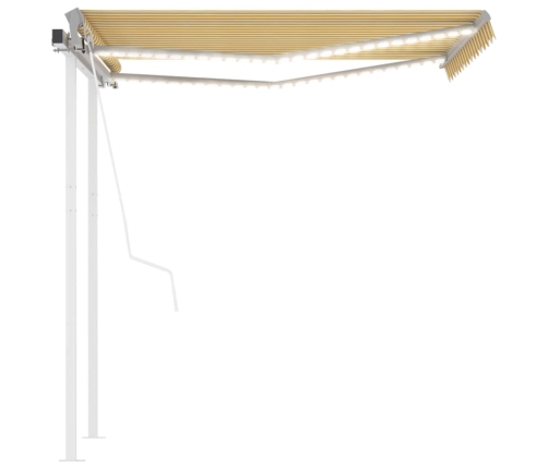 Toldo automático LED sensor de viento amarillo blanco 3,5x2,5 m