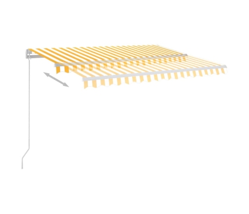 Toldo automático LED sensor de viento amarillo blanco 3,5x2,5 m