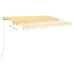 Toldo automático LED sensor de viento amarillo blanco 3,5x2,5 m