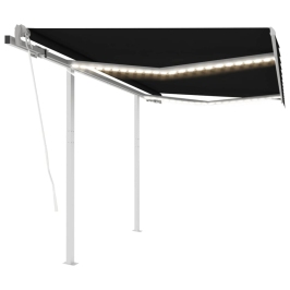 Toldo automático LED sensor de viento gris antracita 3,5x2,5 m