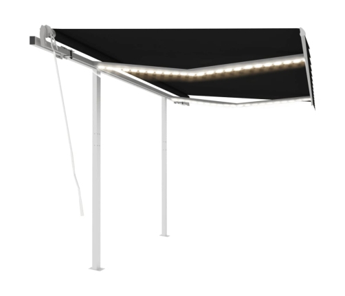 Toldo automático LED sensor de viento gris antracita 3,5x2,5 m