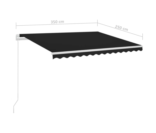 Toldo automático LED sensor de viento gris antracita 3,5x2,5 m