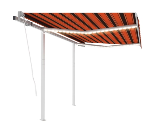 Toldo automático LED sensor de viento naranja marrón 3,5x2,5 m