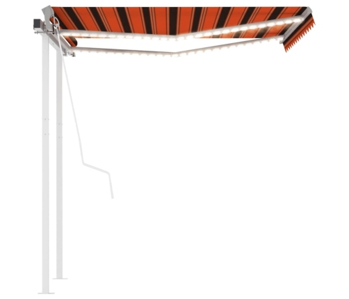 Toldo automático LED sensor de viento naranja marrón 3,5x2,5 m