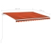 Toldo automático LED sensor de viento naranja marrón 3,5x2,5 m