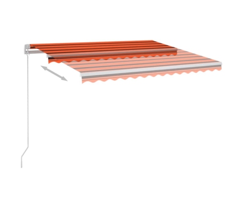 Toldo automático LED sensor de viento naranja marrón 3,5x2,5 m