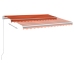 Toldo automático LED sensor de viento naranja marrón 3,5x2,5 m