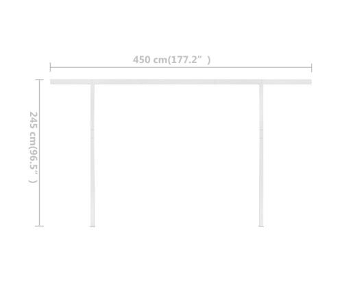 Toldo manual retráctil con postes azul y blanco 4x3 m