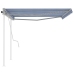 Toldo manual retráctil con postes azul y blanco 4x3 m