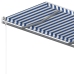 Toldo manual retráctil con postes azul y blanco 4x3 m