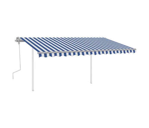 Toldo retráctil manual con luz LED azul y blanco 4x3 m