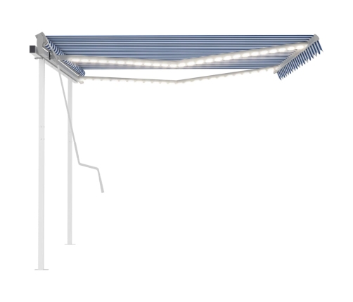 Toldo retráctil manual con luz LED azul y blanco 4x3 m