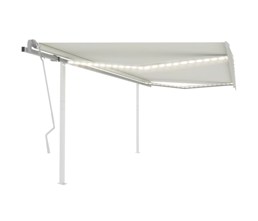 Toldo retráctil manual con luz LED crema 4x3 m