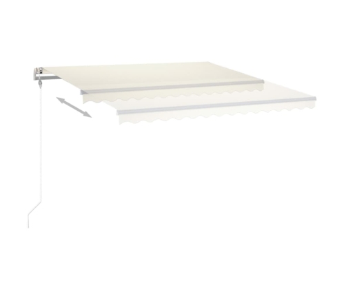 Toldo retráctil manual con luz LED crema 4x3 m