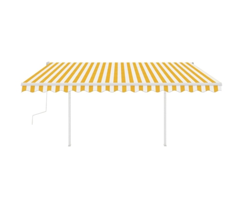 Toldo manual retráctil con LED amarillo y blanco 4x3 m