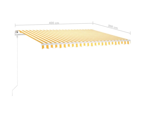 Toldo manual retráctil con LED amarillo y blanco 4x3 m