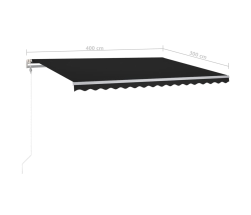 Toldo retráctil manual con luz LED gris antracita 4x3 m