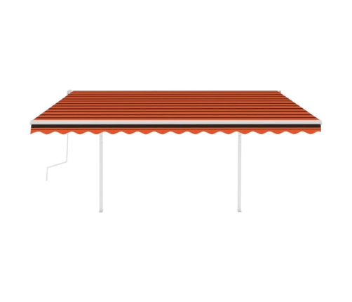 Toldo manual retráctil con luz LED naranja y marrón 4x3 m