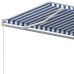 Toldo retráctil automático con postes azul y blanco 4x3 m